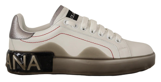 Dolce &amp; Gabbana Elegantes zapatillas deportivas de cuero blanco