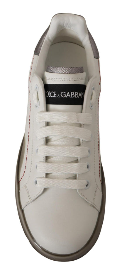 Dolce &amp; Gabbana Elegantes zapatillas deportivas de cuero blanco