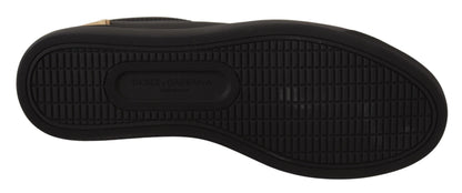 Zapatillas bajas elegantes de cuero negro y dorado de Dolce &amp; Gabbana