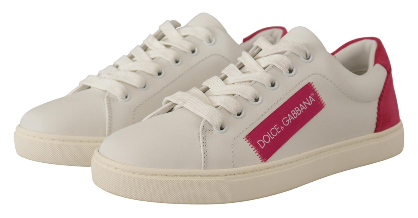 Dolce &amp; Gabbana Elegantes zapatillas bajas de cuero blanco