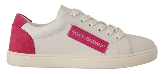 Dolce &amp; Gabbana Elegantes zapatillas bajas de cuero blanco