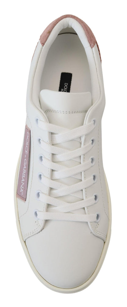 Dolce &amp; Gabbana Zapatillas bajas elegantes de cuero blanco rosa