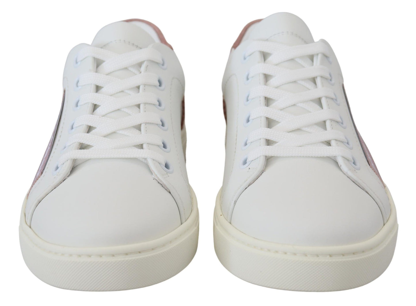 Dolce &amp; Gabbana Zapatillas bajas elegantes de cuero blanco rosa