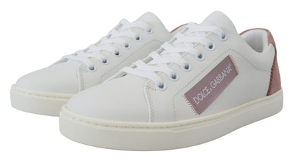 Dolce &amp; Gabbana Zapatillas bajas elegantes de cuero blanco rosa