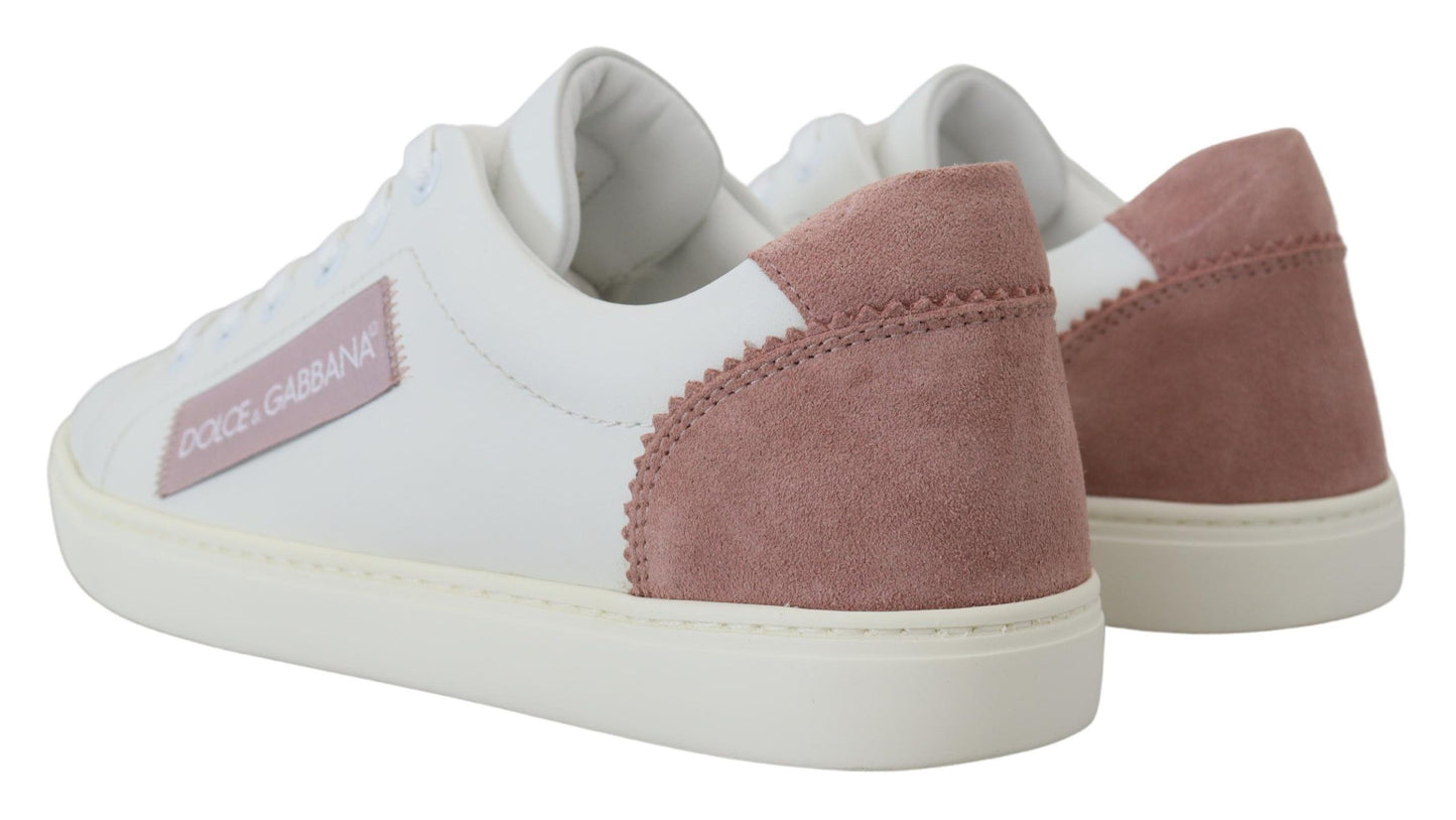 Dolce &amp; Gabbana Zapatillas bajas elegantes de cuero blanco rosa