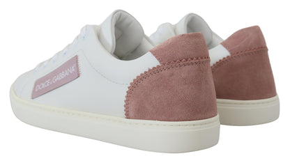 Dolce &amp; Gabbana Zapatillas bajas elegantes de cuero blanco rosa