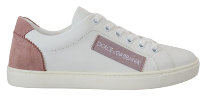 Dolce &amp; Gabbana Zapatillas bajas elegantes de cuero blanco rosa