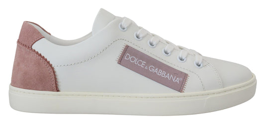 Dolce &amp; Gabbana Zapatillas bajas elegantes de cuero blanco rosa