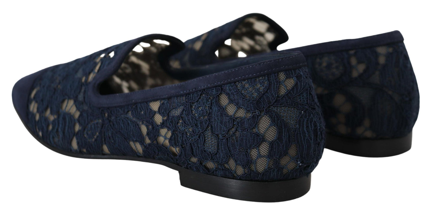 Dolce &amp; Gabbana Elegantes Mocasines Planos Azules - Summer Chic