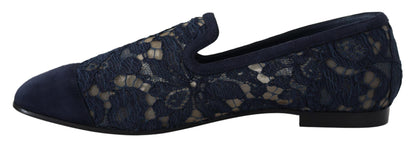 Dolce &amp; Gabbana Elegantes Mocasines Planos Azules - Summer Chic