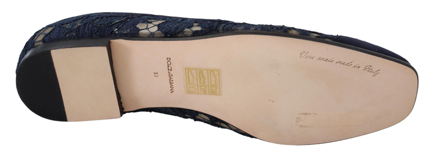 Dolce &amp; Gabbana Elegantes Mocasines Planos Azules - Summer Chic