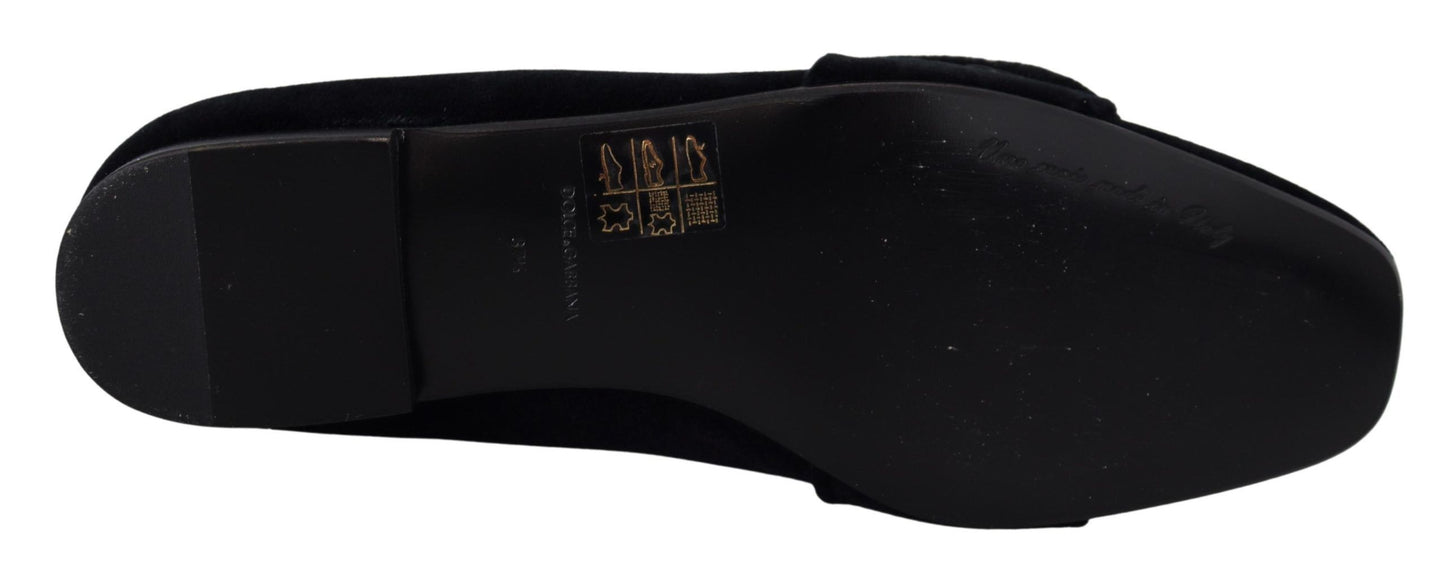 Dolce &amp; Gabbana Mocasines Chic De Terciopelo Con Adornos De Cristal