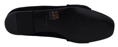 Dolce &amp; Gabbana Mocasines Chic De Terciopelo Con Adornos De Cristal