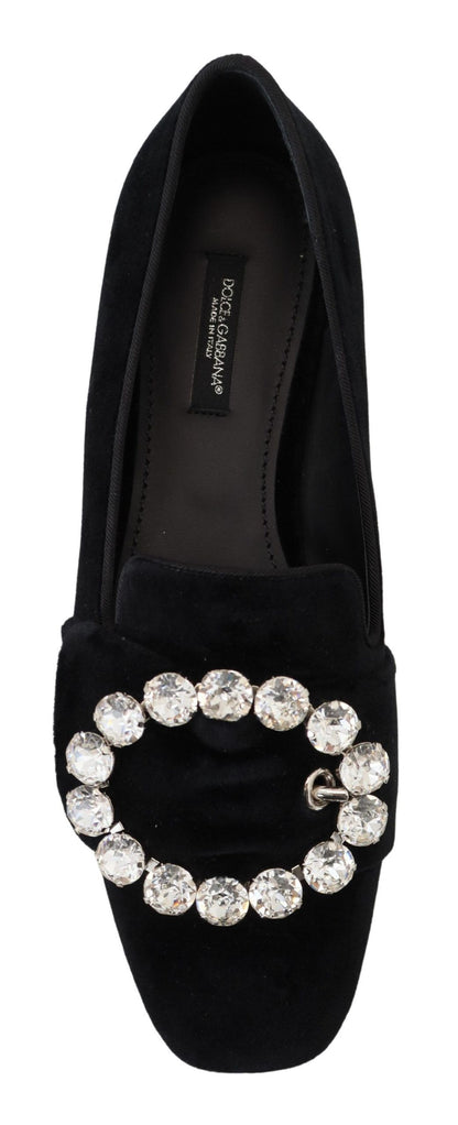 Dolce &amp; Gabbana Mocasines Chic De Terciopelo Con Adornos De Cristal