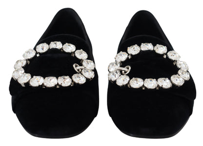 Dolce &amp; Gabbana Mocasines Chic De Terciopelo Con Adornos De Cristal