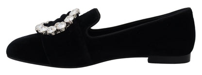 Dolce &amp; Gabbana Mocasines Chic De Terciopelo Con Adornos De Cristal