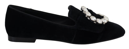 Dolce &amp; Gabbana Mocasines Chic De Terciopelo Con Adornos De Cristal