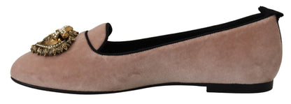 Dolce &amp; Gabbana Elegantes mocasines Devotion de terciopelo rosa