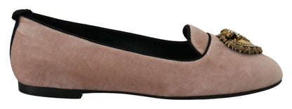 Dolce &amp; Gabbana Elegantes mocasines Devotion de terciopelo rosa