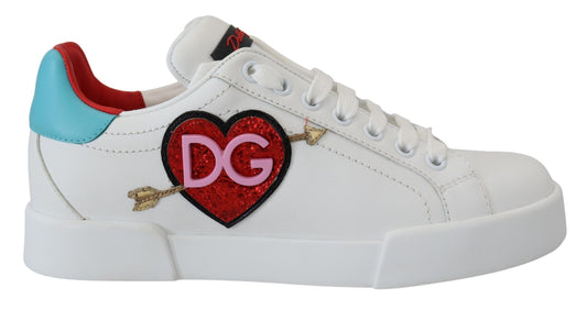 Dolce &amp; Gabbana Elegantes zapatillas deportivas de piel Portofino blancas