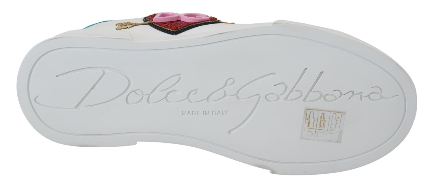 Dolce &amp; Gabbana Elegantes zapatillas deportivas de piel Portofino blancas