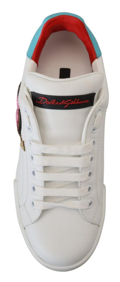 Dolce &amp; Gabbana Elegantes zapatillas deportivas de piel Portofino blancas