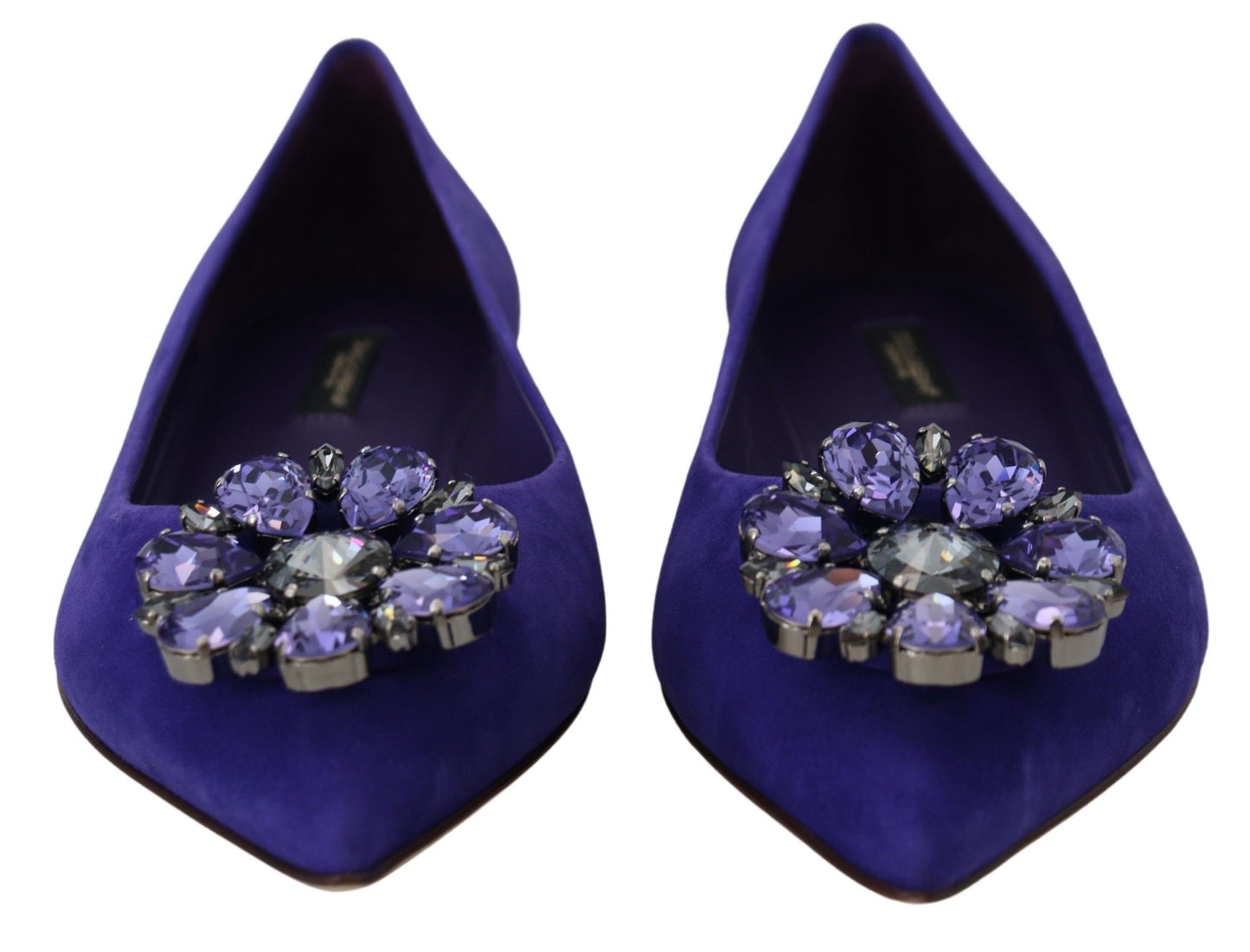 Dolce &amp; Gabbana Zapatos planos de ante morado con cristales adornados