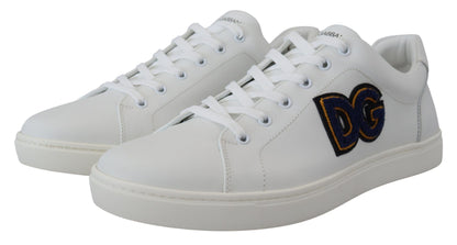 Dolce &amp; Gabbana Elegantes zapatillas deportivas de cuero blanco para hombre