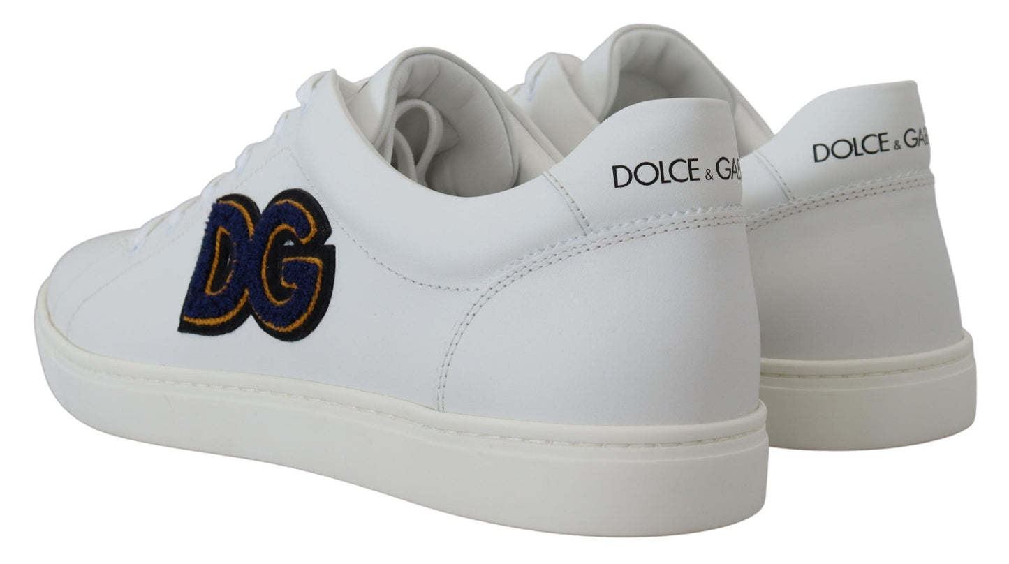 Dolce &amp; Gabbana Elegantes zapatillas deportivas de cuero blanco para hombre