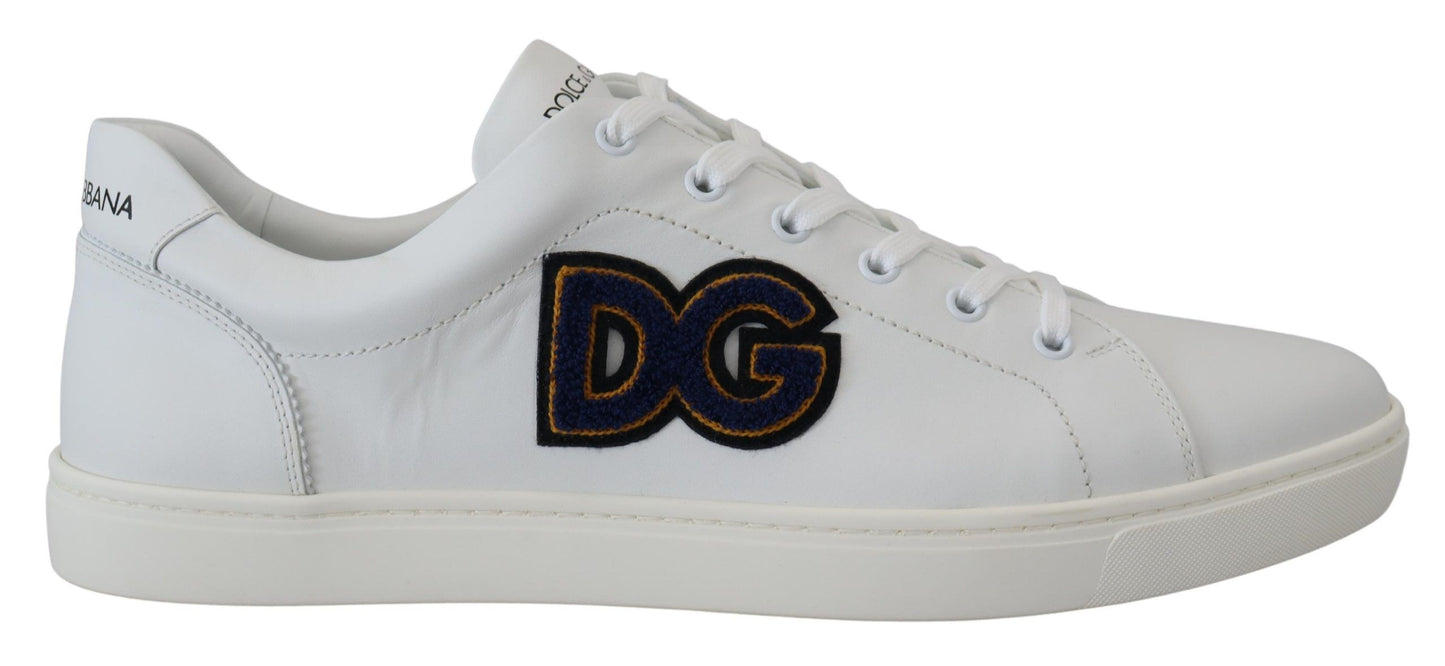Dolce &amp; Gabbana Elegantes zapatillas deportivas de cuero blanco para hombre