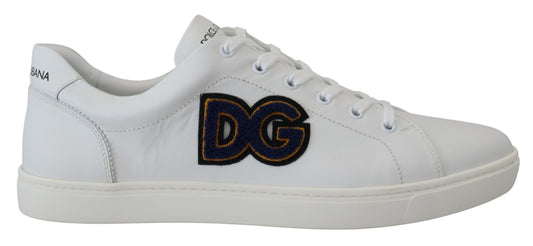 Dolce &amp; Gabbana Elegantes zapatillas deportivas de cuero blanco para hombre