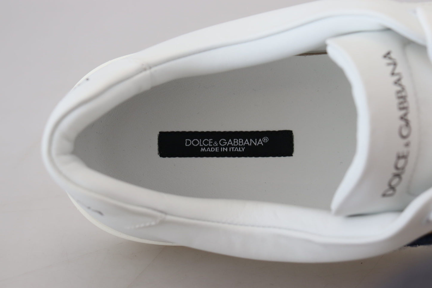Dolce &amp; Gabbana Elegantes zapatillas deportivas de cuero blanco para hombre