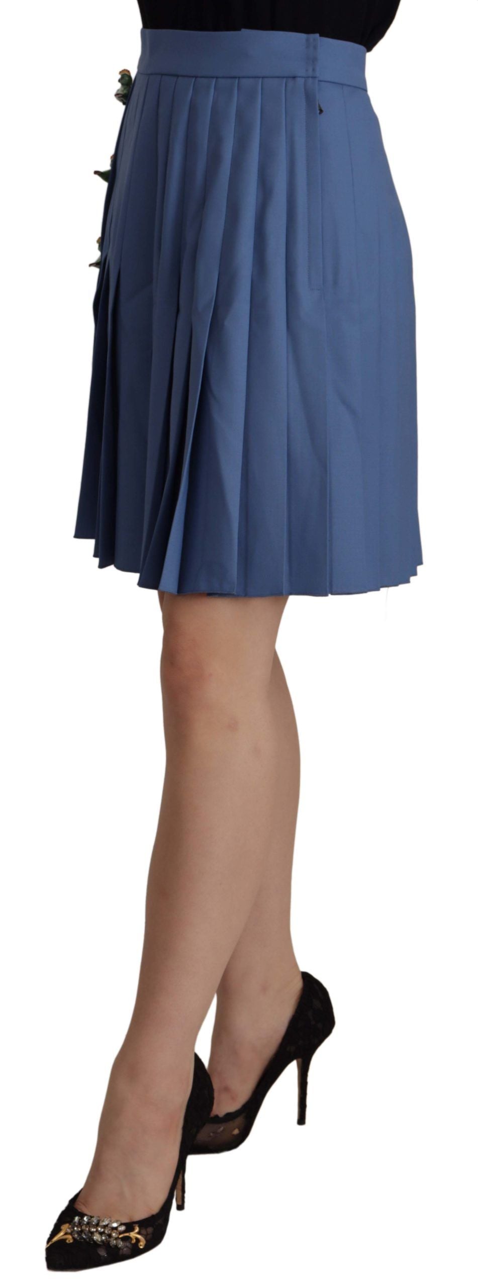 Dolce &amp; Gabbana Minifalda plisada elegante de corte A con apliques de pájaros