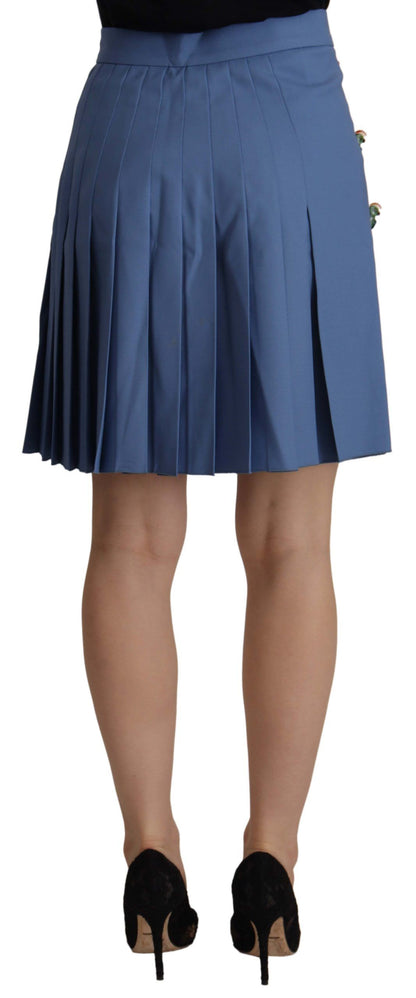 Dolce &amp; Gabbana Minifalda plisada elegante de corte A con apliques de pájaros