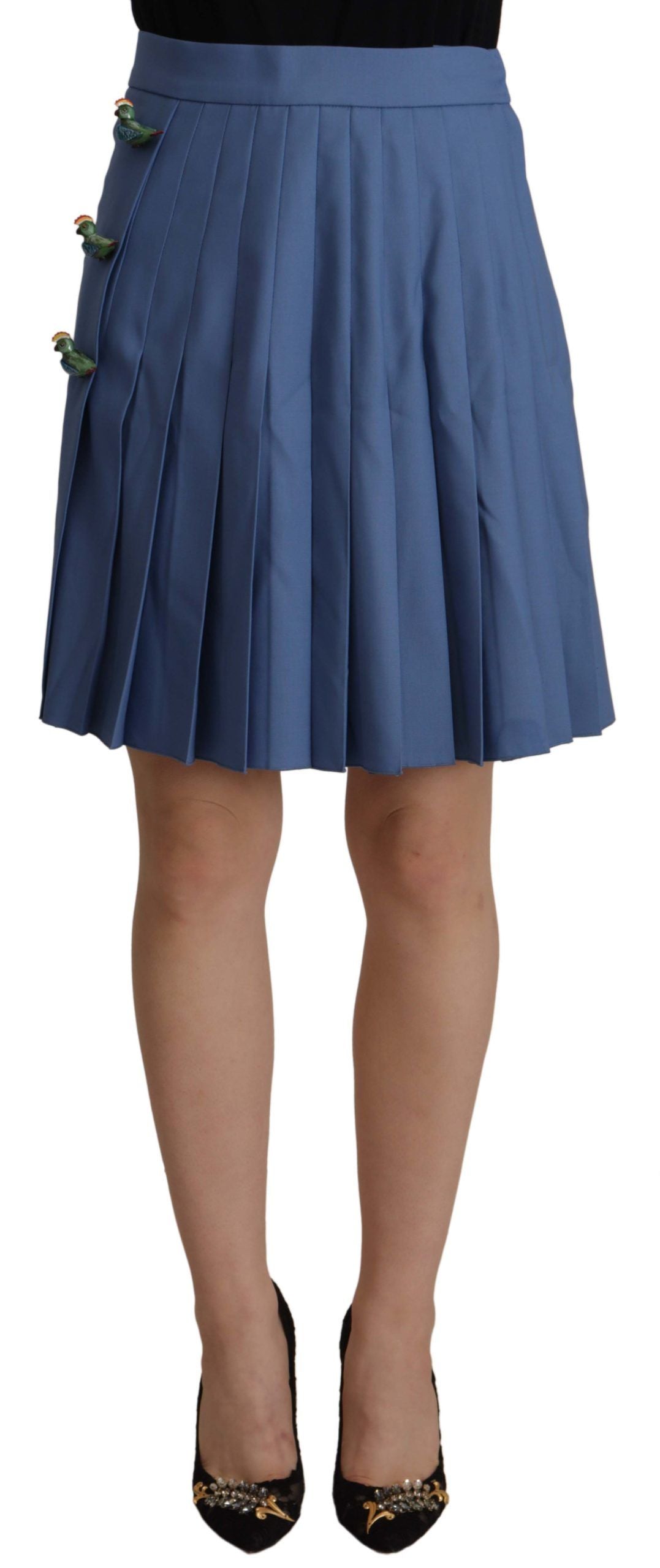 Dolce &amp; Gabbana Minifalda plisada elegante de corte A con apliques de pájaros