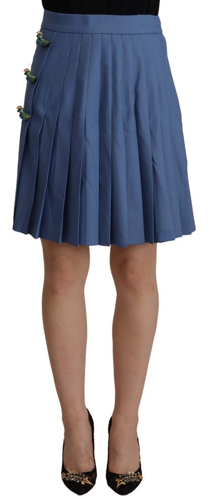 Dolce &amp; Gabbana Minifalda plisada elegante de corte A con apliques de pájaros