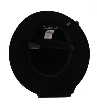 Dolce &amp; Gabbana Elegante sombrero negro de ala ancha