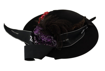 Dolce &amp; Gabbana Elegante sombrero negro de ala ancha