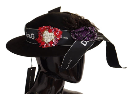 Dolce &amp; Gabbana Elegante sombrero negro de ala ancha