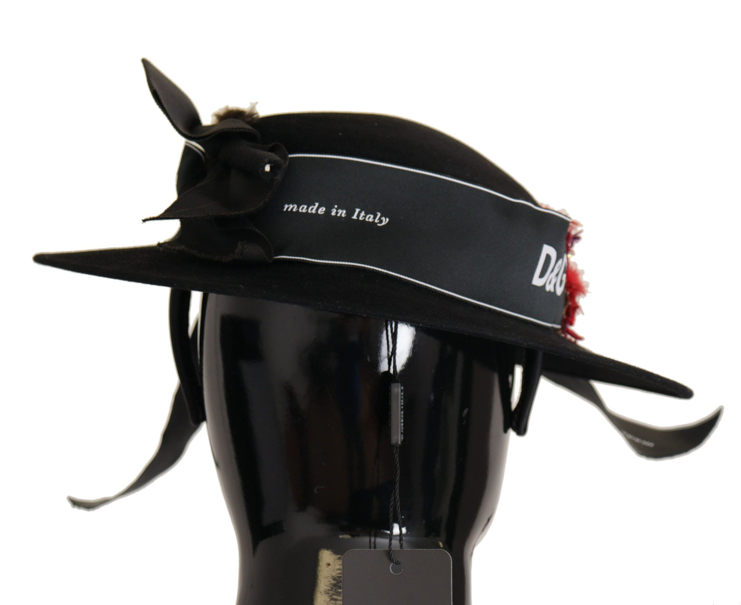 Dolce &amp; Gabbana Elegante sombrero negro de ala ancha