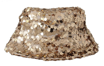 Dolce &amp; Gabbana Elegante sombrero de pescador dorado con lentejuelas
