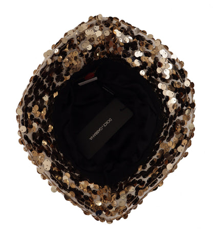Dolce &amp; Gabbana Elegante sombrero de pescador dorado con lentejuelas