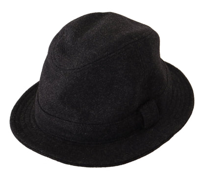 Dolce &amp; Gabbana Elegante Sombrero Trilby Gris de Lana y Cachemira