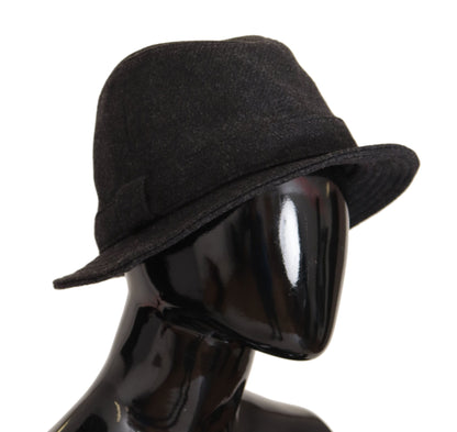 Dolce &amp; Gabbana Elegante Sombrero Trilby Gris de Lana y Cachemira