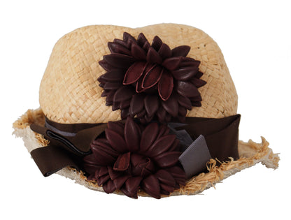 Dolce &amp; Gabbana Sombrero de pescador floral elegante en amarillo sol