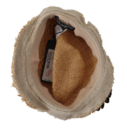 Dolce &amp; Gabbana Sombrero de pescador floral elegante en amarillo sol