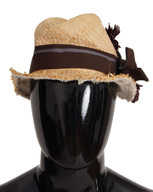 Dolce &amp; Gabbana Sombrero de pescador floral elegante en amarillo sol