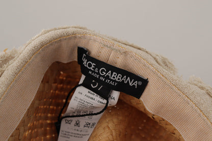 Dolce &amp; Gabbana Sombrero de pescador floral elegante en amarillo sol