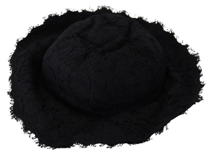 Dolce &amp; Gabbana Elegante sombrero de diseñador negro listo para el sol