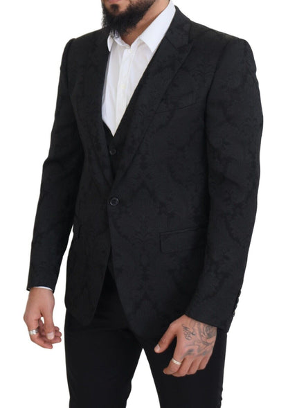 Dolce &amp; Gabbana Elegante conjunto de chaqueta y chaleco de traje Martini negro